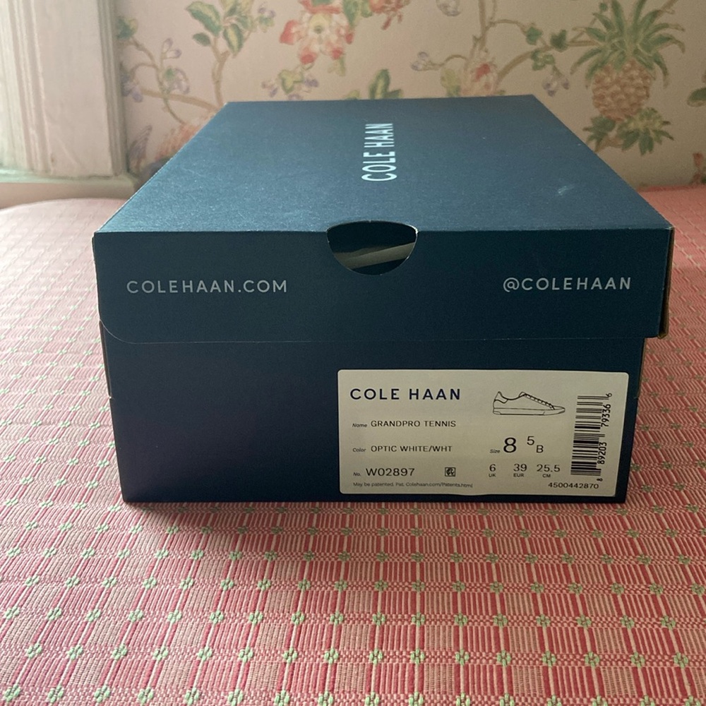 Cole Haan White Leather Sneakers with Tan Heel Accent - Picture 9 of 9